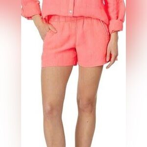 Lilly Pulitzer Linen Shorts Sunrise Coral